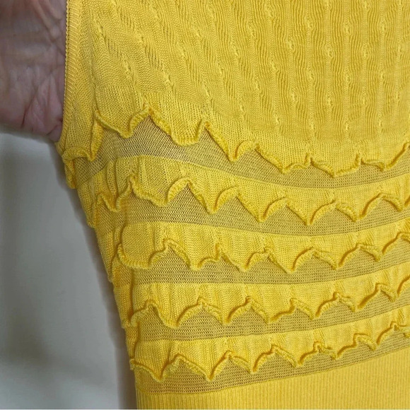 RED Valentino Flared knit dress in rich buttercup Size Large sheer feminine - Picture 8 of 11